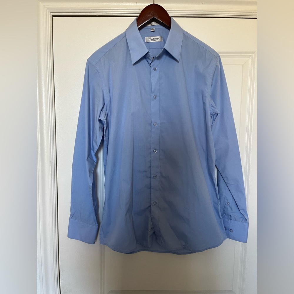 Amanti Light Blue Slim-fit Dress Shirt